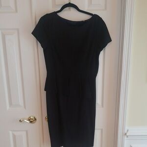 Tahari Black Peplum Sheath Dress Midi